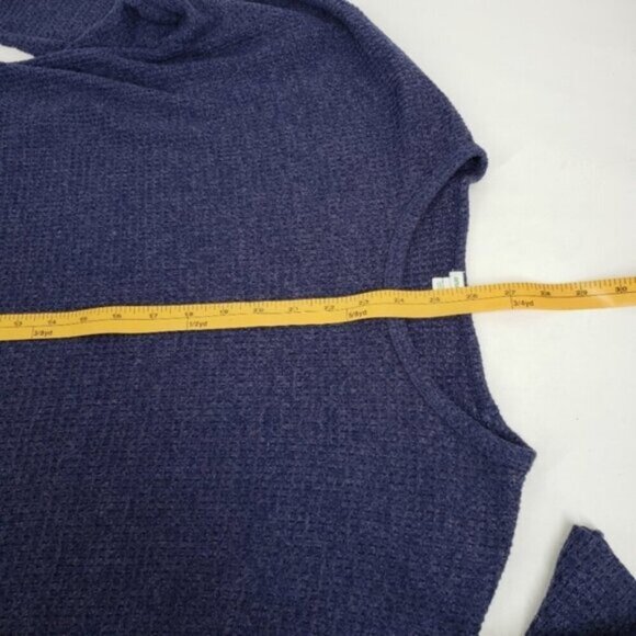 Aerie Waffle Knit Long Sleeve Top Hi Low Hem Purple Blue Women's Medium Casual - Picture 7 of 9
